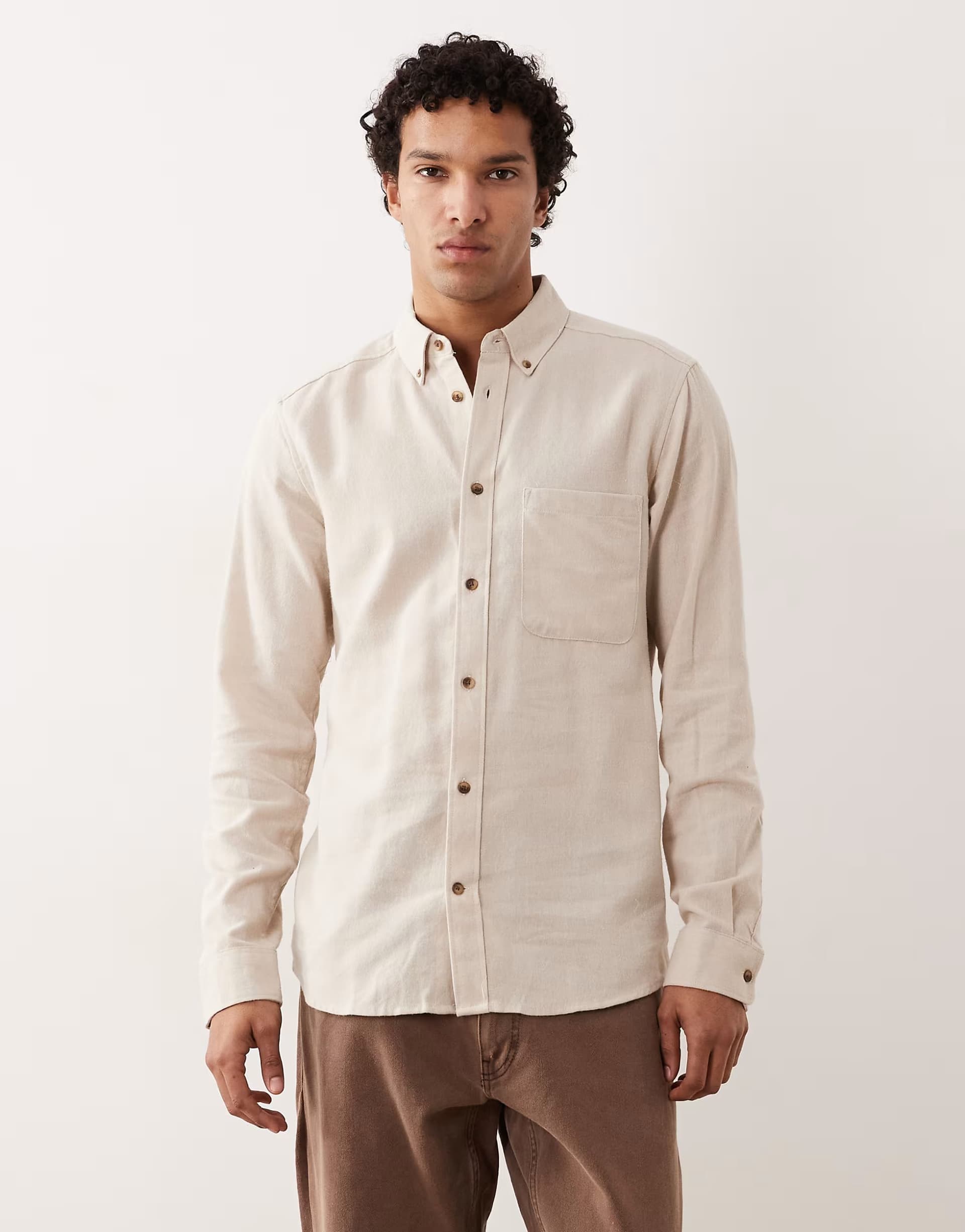 ASOS ONLY & SONS flannel shirt in ecru