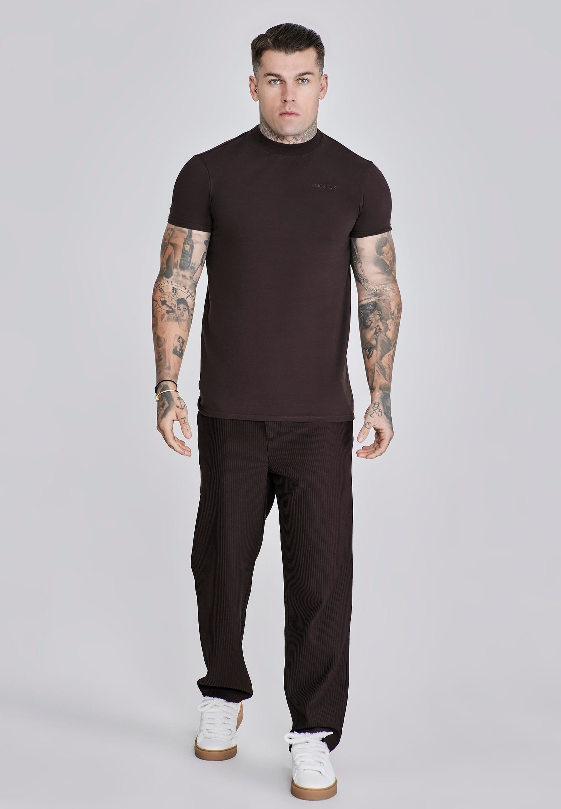 SikSilk SikSilk Men's Ribbed Smart Pants in Brown - 4