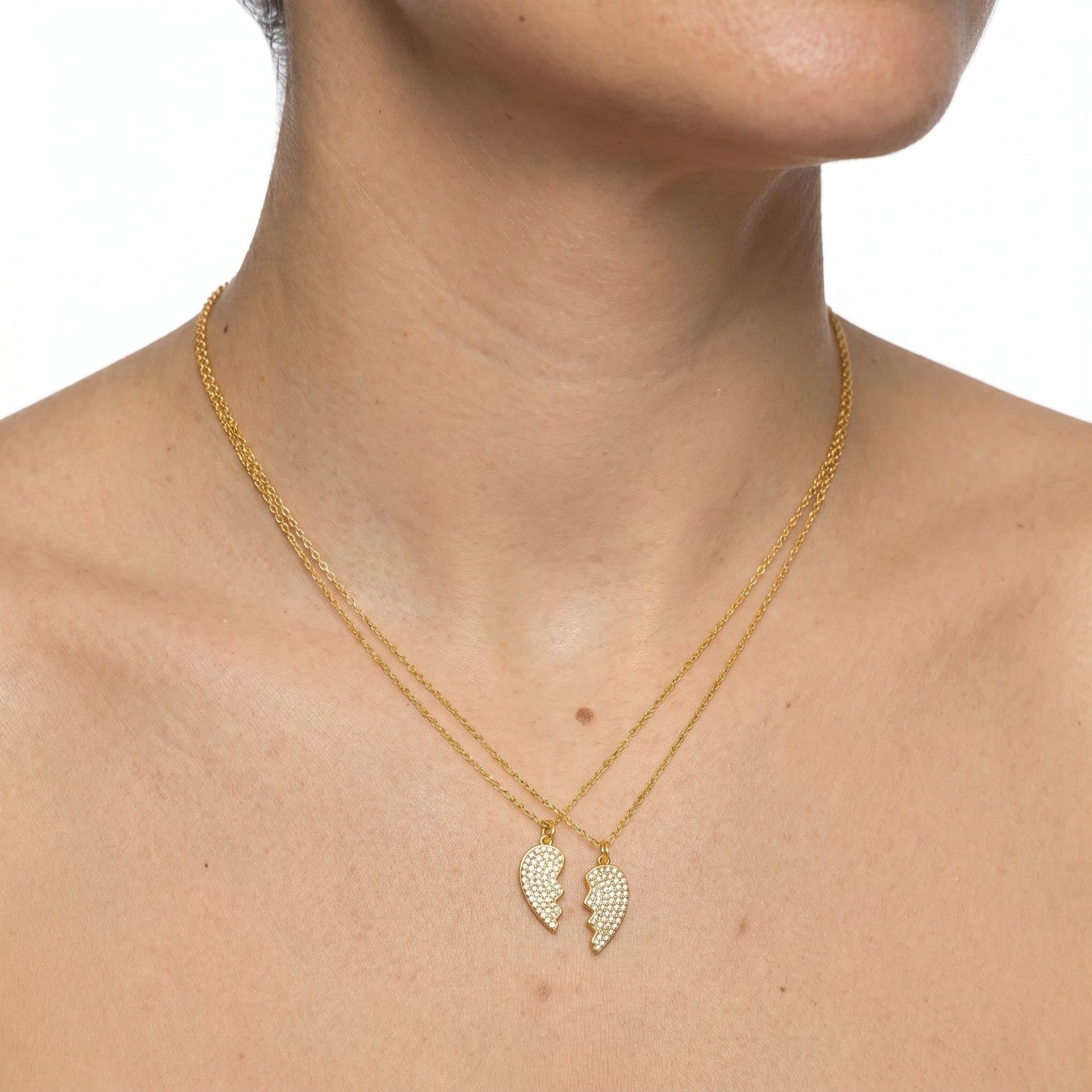 Gold Trip Gold Trip Women's Best Friends Heart Necklace Set in Gold - 4