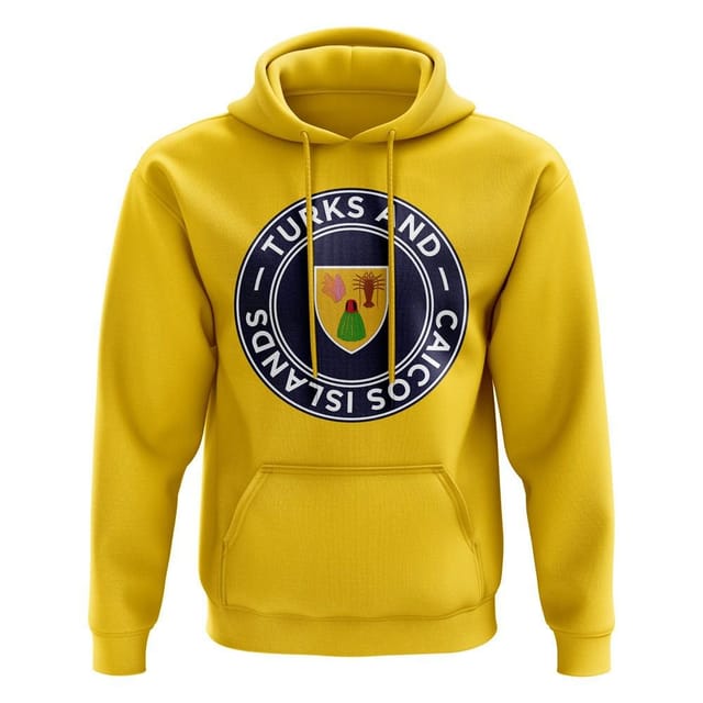 Turks and Caicos Turks and Caicos Men's Mens Football Badge Hoodie in Yellow - 2