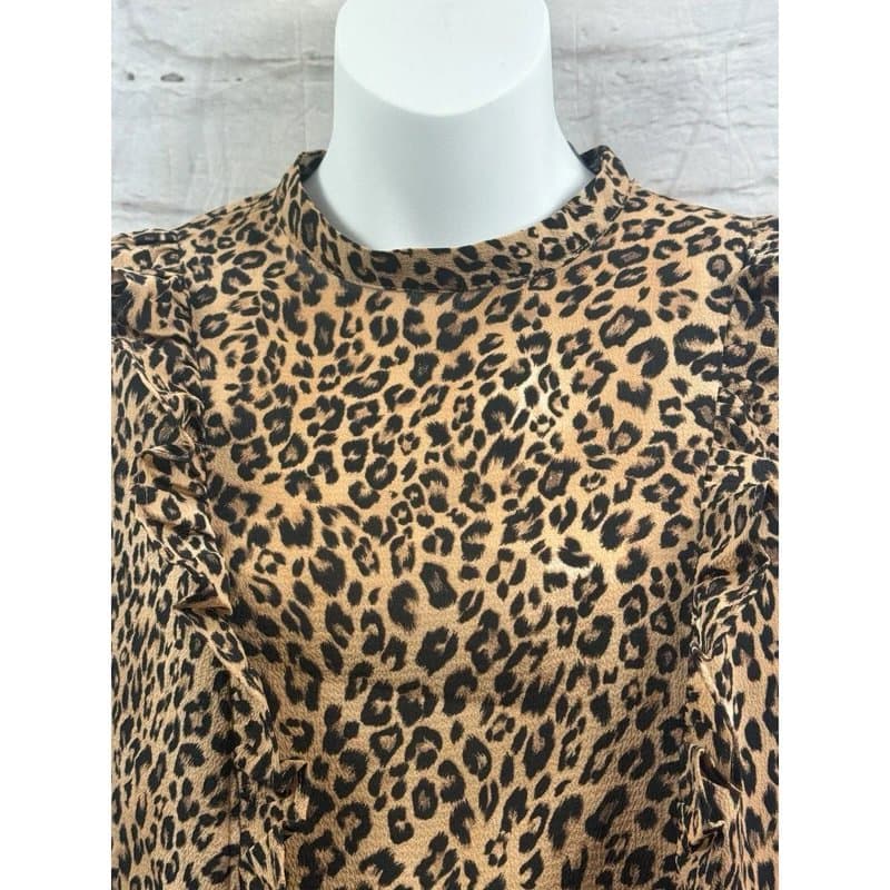 Bershka Bershka Blouse Animal Print Beige Brown Size M UK 10 Top Elegant Light Cropped