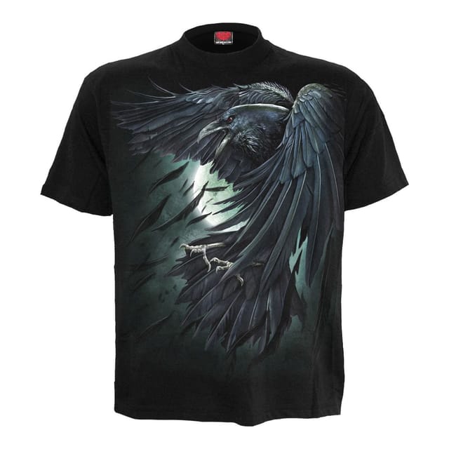 Spiral Direct Spiral Direct Men's Shadow Raven Back Print T-Shirt in Black - 2