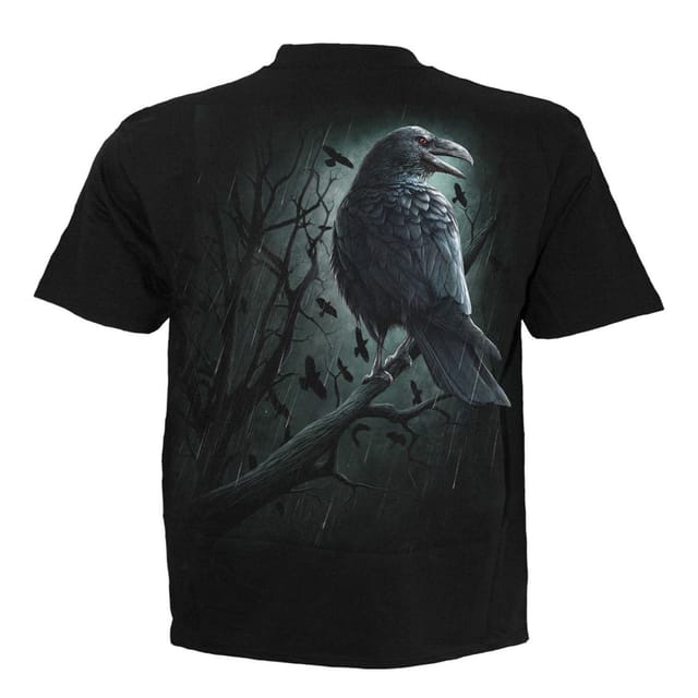 Spiral Direct Spiral Direct Men's Shadow Raven Back Print T-Shirt in Black - 3