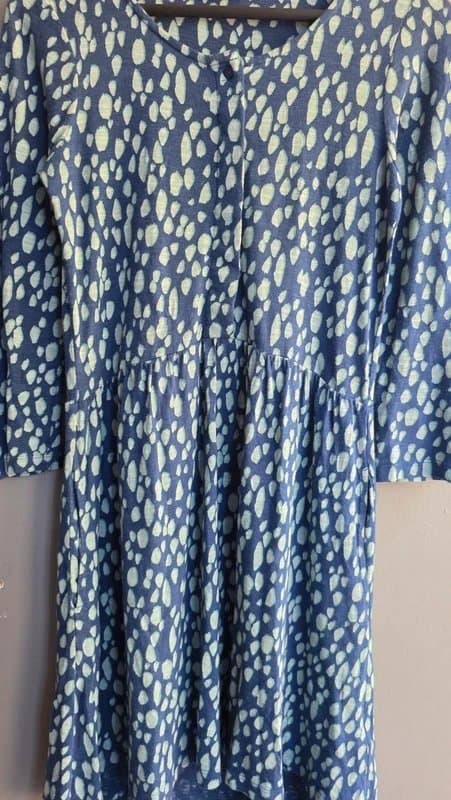 FatFace FatFace Blue Green Spot Print Skater Dress UK 6 Cotton Modal Pockets Casual