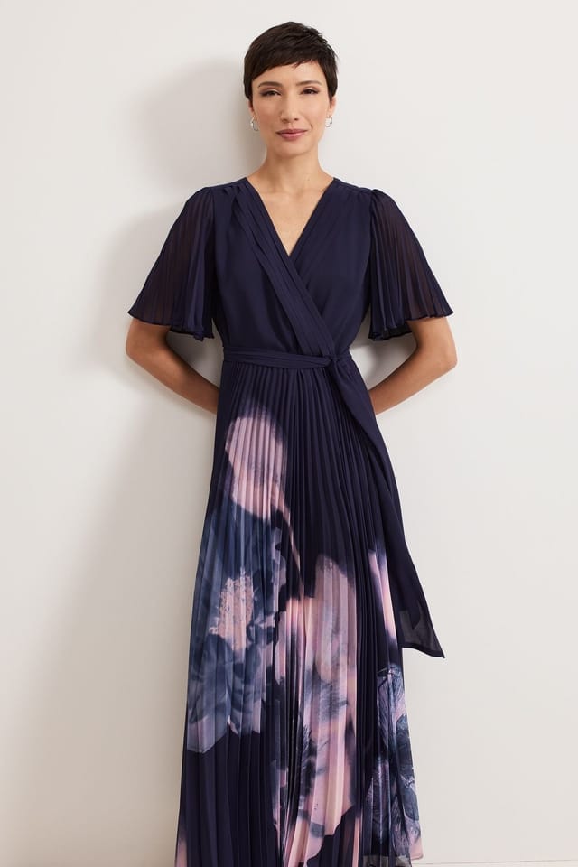 Phase Eight Phase Eight Women's Abigail Pleated Maxi Dress in Dark Navy - 3