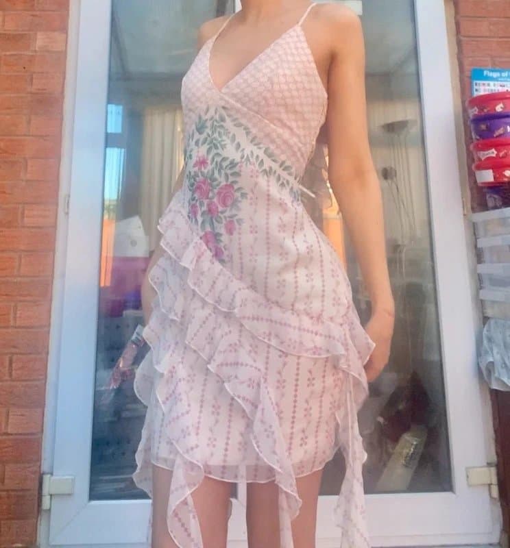 Asos luxe ASOS Luxe floral ruffle mini dress, fairy/coquette style