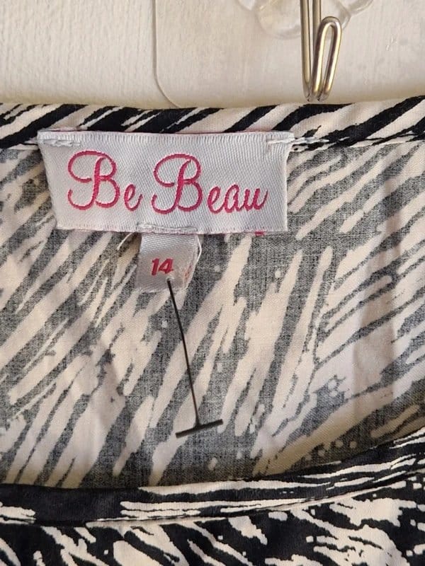 Be Beau Black & White Abstract Print Skater Dress UK 14