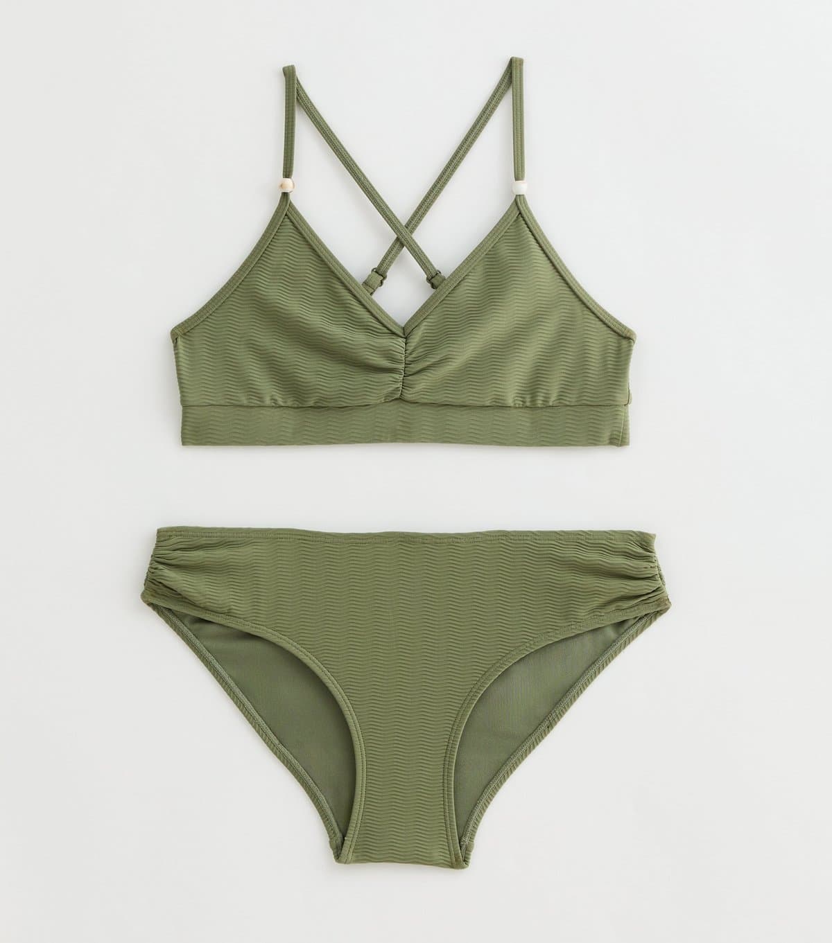 New Look Girls' Khaki Wave Ribbed Bikini New Look