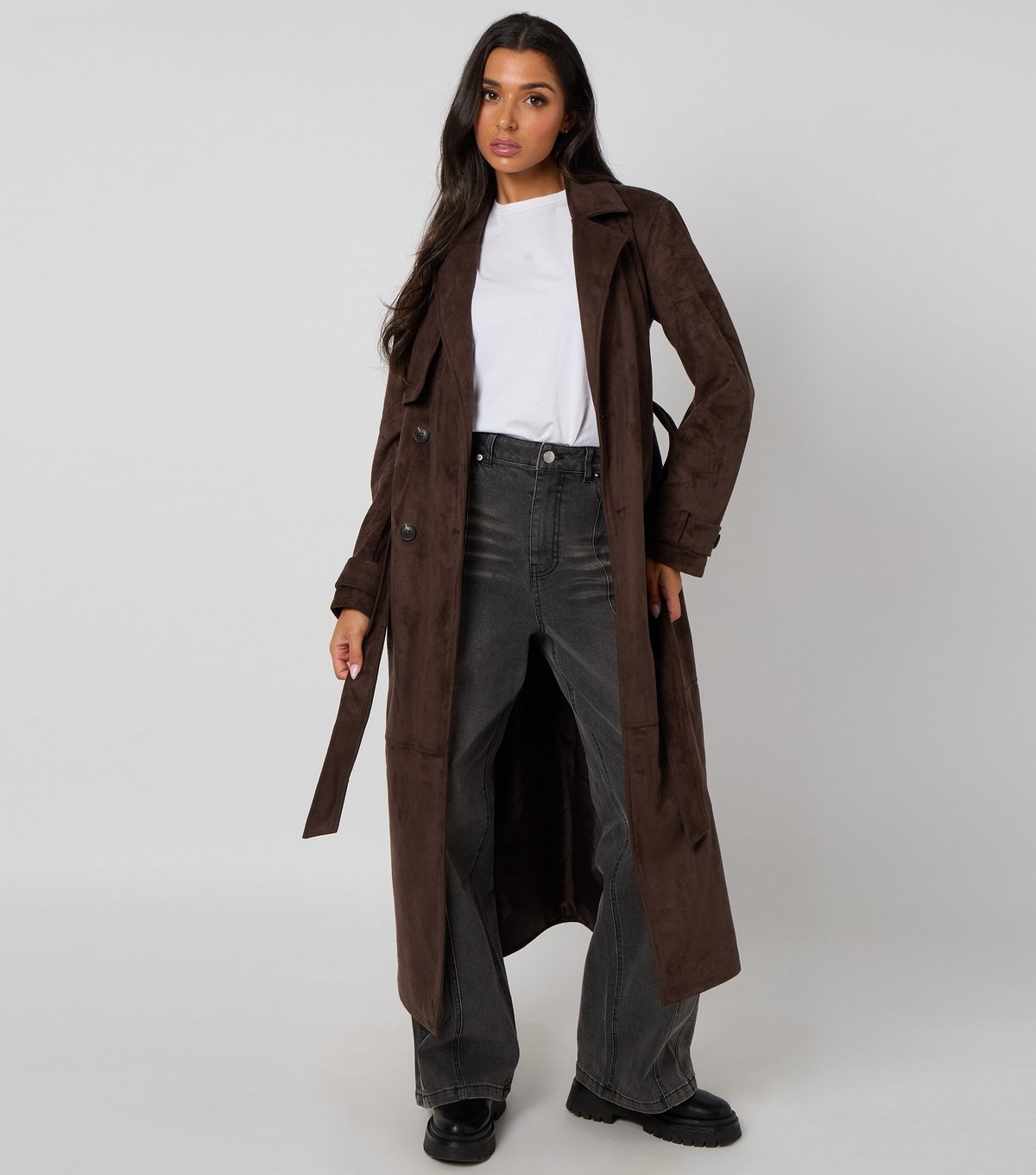 Urban Bliss Women's Brown Faux Suede Trench Coat Urban Bliss New Look - 2
