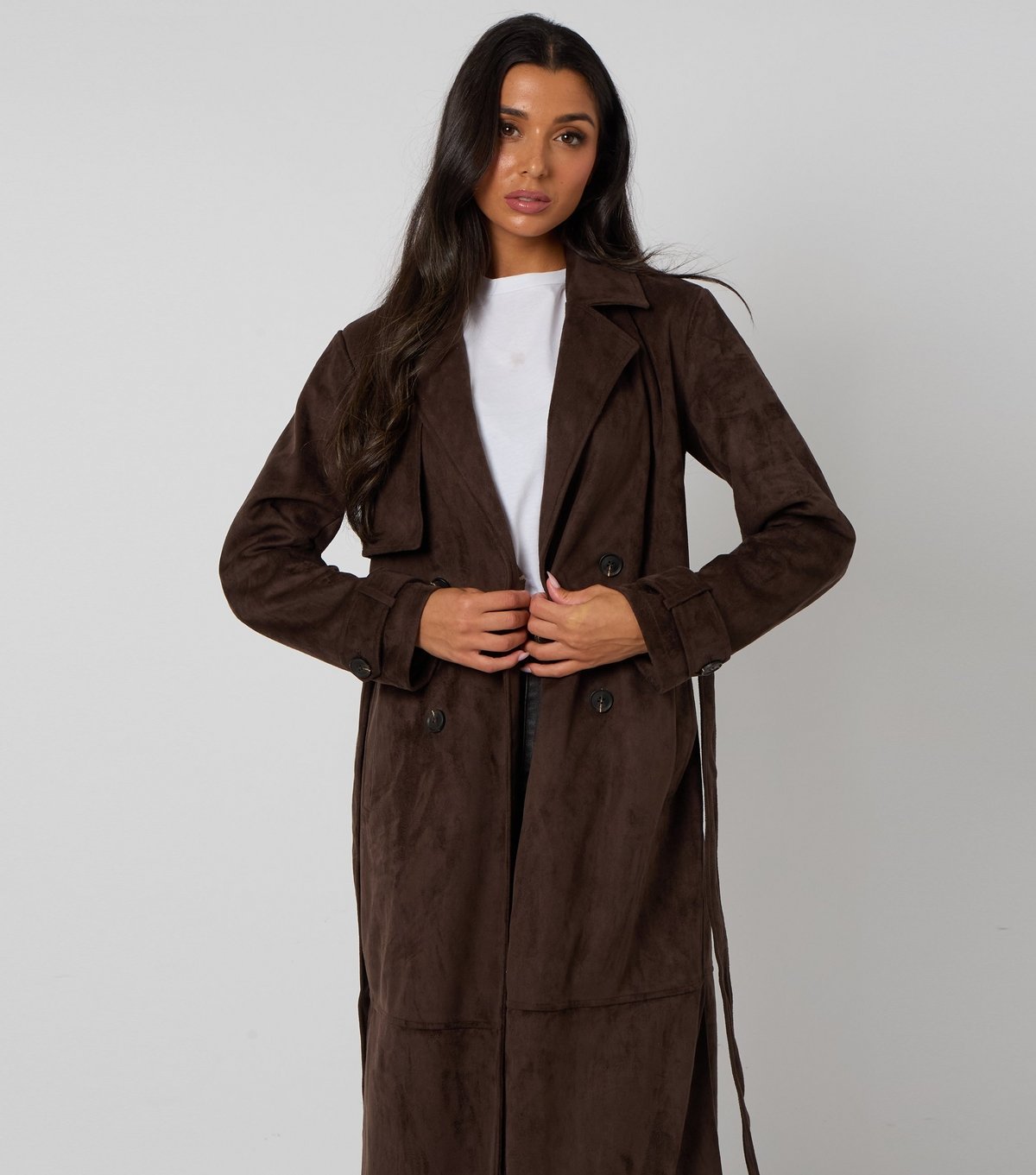 Urban Bliss Women's Brown Faux Suede Trench Coat Urban Bliss New Look - 3