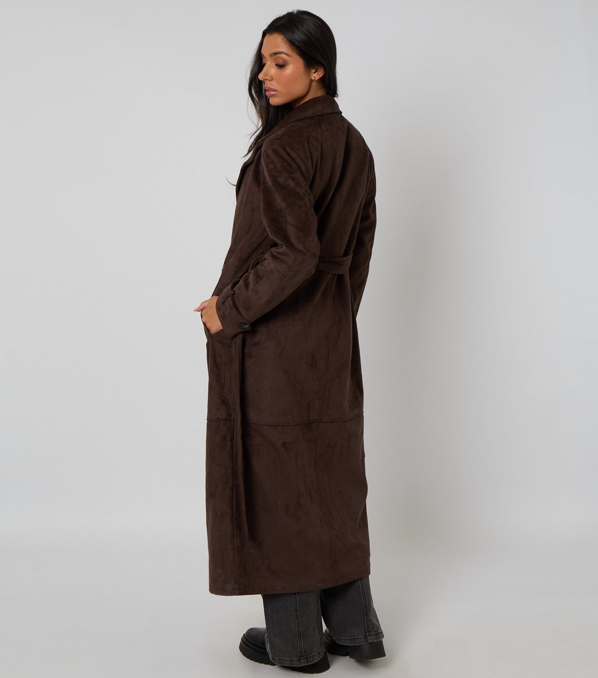 Urban Bliss Women's Brown Faux Suede Trench Coat Urban Bliss New Look - 4