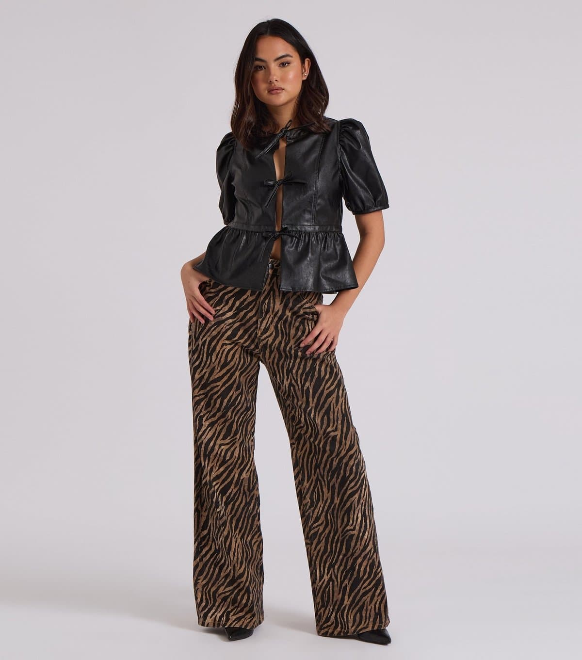 Urban Bliss Women's Brown Zebra Print Wide Leg Jeans Urban Bliss New Look