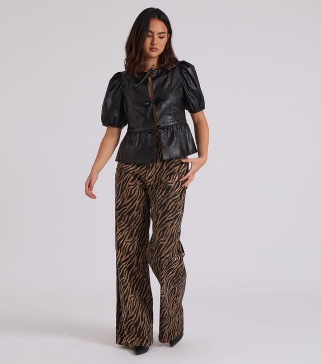 Urban Bliss Women's Brown Zebra Print Wide Leg Jeans Urban Bliss New Look - 3