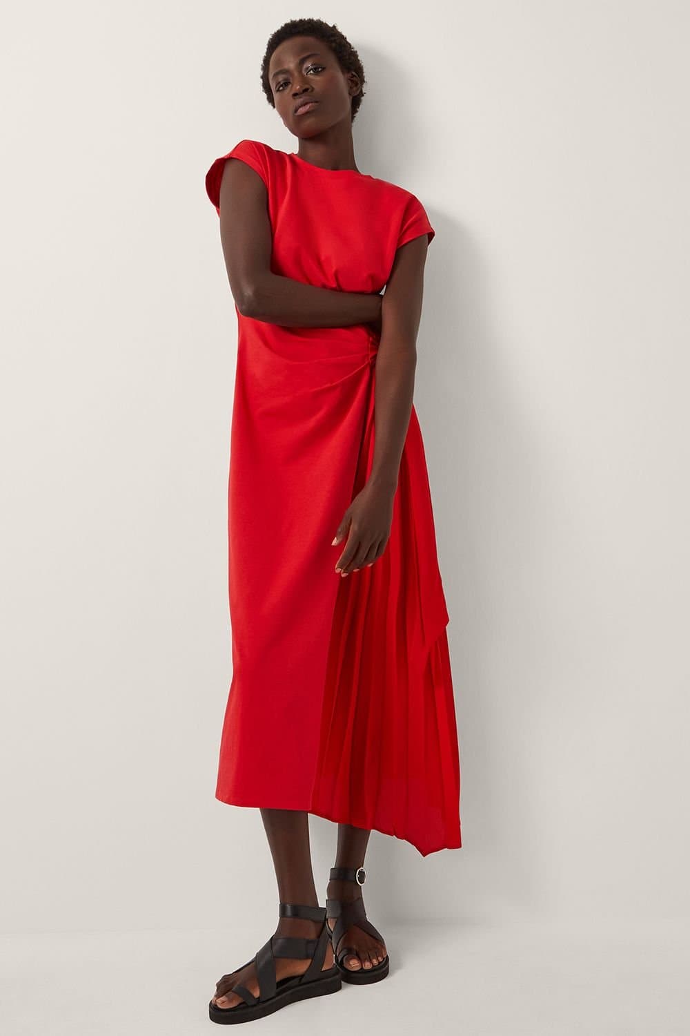 Monsoon Monsoon Women's Tilly Tie-Side Jersey Midi Dress Red