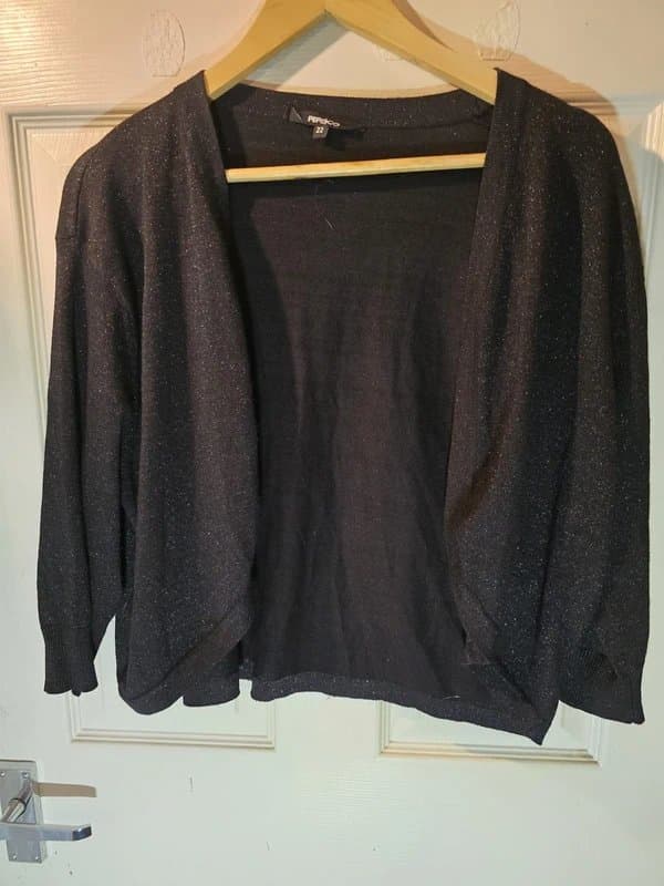Pep&Co women’s black, sparkle open-front cropped cardigan
