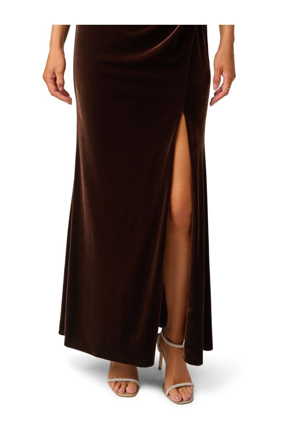 Adrianna Papell Adrianna Papell Women's Velvet Halter Mermaid Gown in Brown - 4