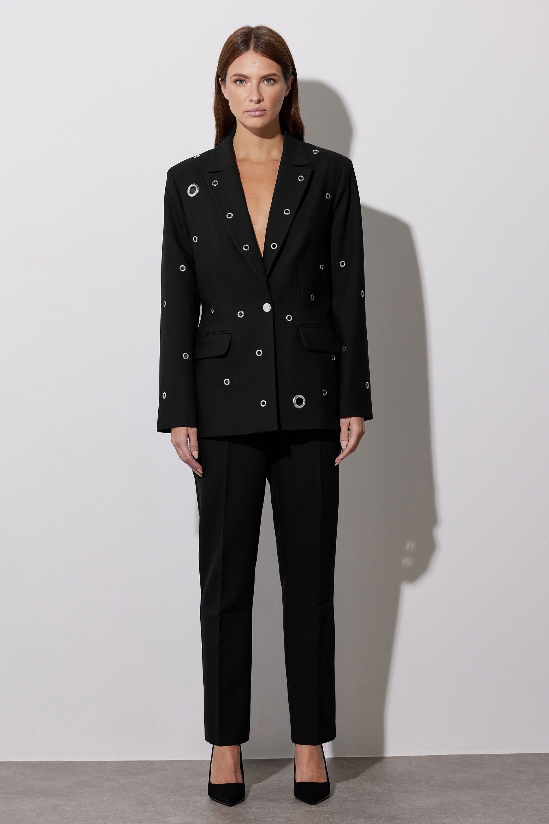 Star by Julien Macdonald Star by Julien Macdonald Women's Eyelet Detail Blazer in Black - 4