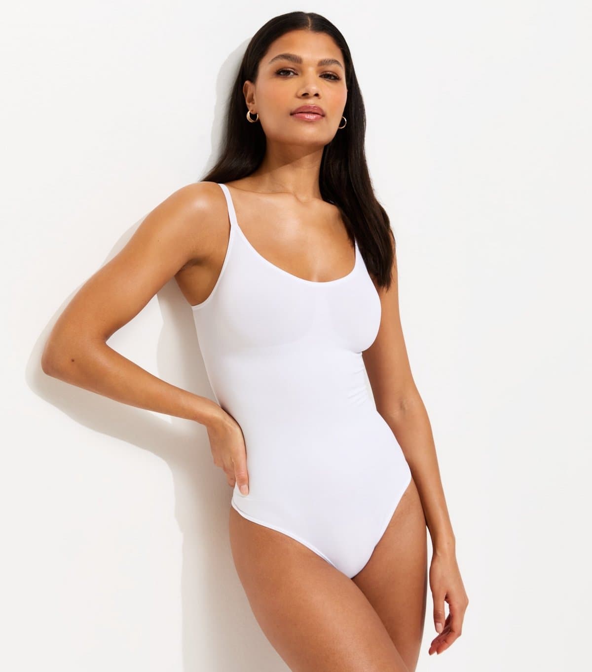 New Look New Look White Ruched Seamless Shaping Bodysuit