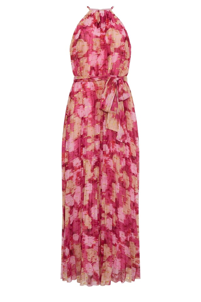 Star by Julien Macdonald Star by Julien Macdonald Women's Blurred Abstract Metallic Pleated Dress in Pink - 2