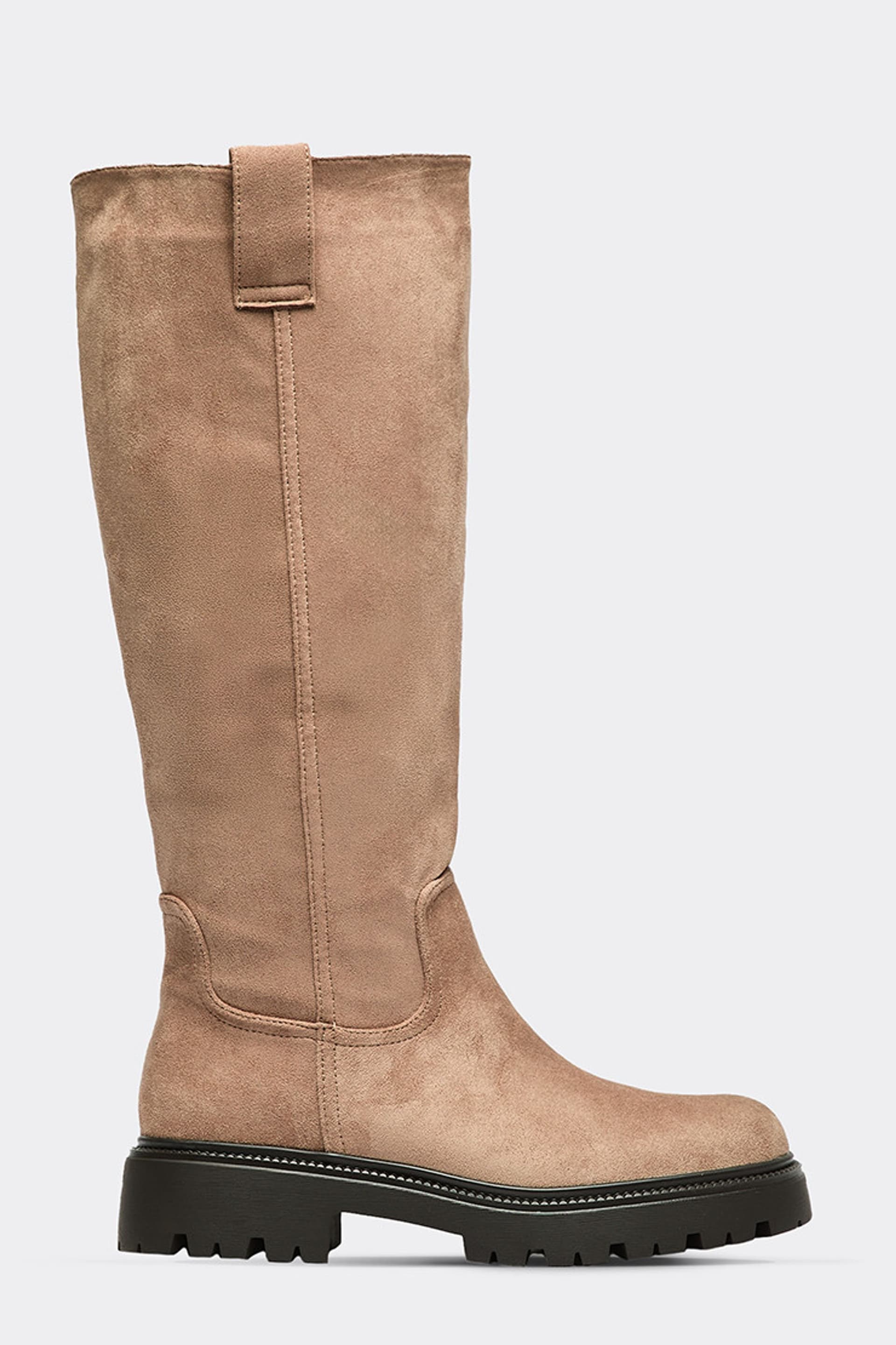 EGO EGO Women's Knee High Faux Suede Chunky Boots in Nude