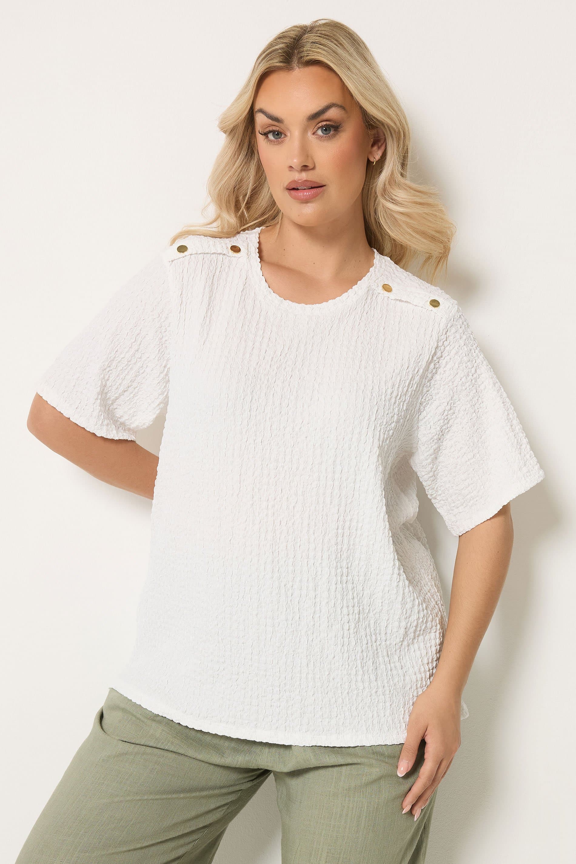 Yours Plus Size White Bubble Texture Top