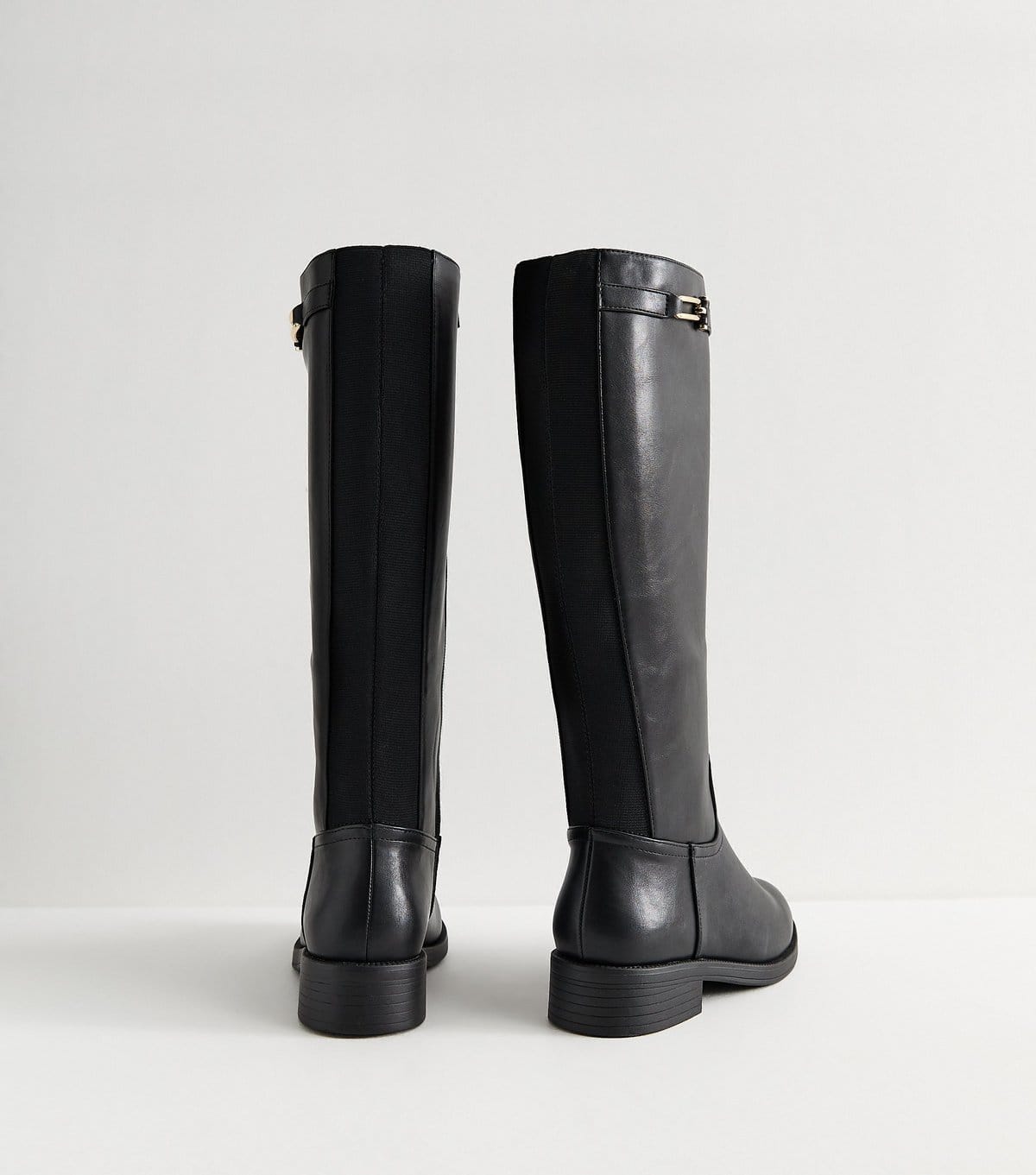 New Look Women's Wide Fit Black Faux Leather Knee High Boots Vegan New Look - 4