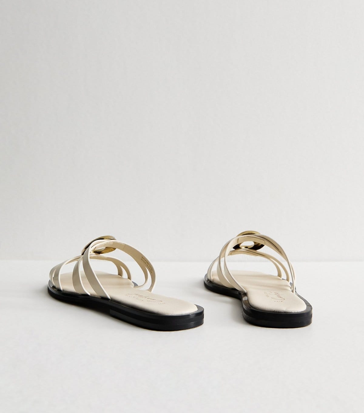 New Look Women's Off White Gold Abstract Buckle Mule Sandals New Look - 4