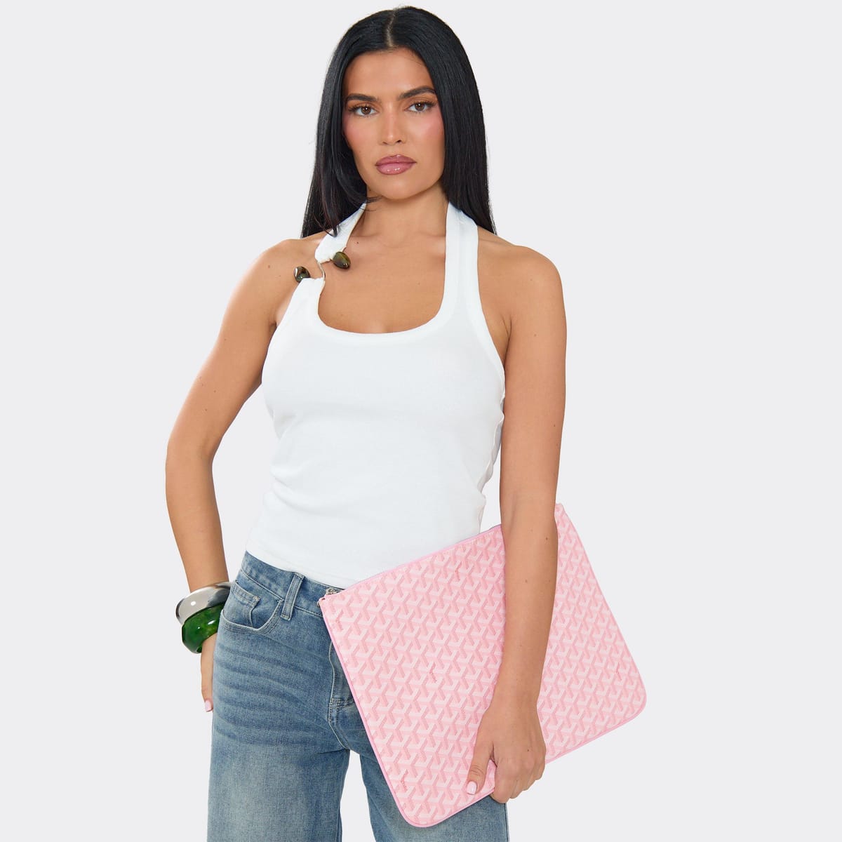 EGO Charge Pattern Logo Detail Laptop Cover In Pink Faux Leather, Women's Size UK 0 - 1