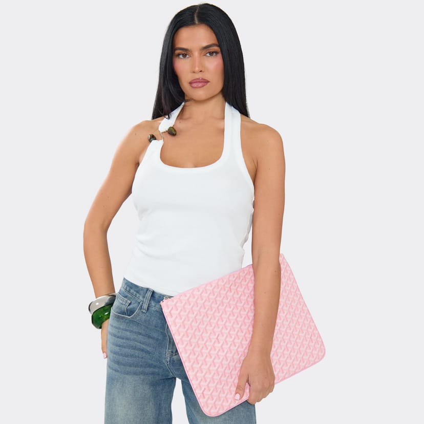 EGO Charge Pattern Logo Detail Laptop Cover In Pink Faux Leather, Women's Size UK 0 - 1