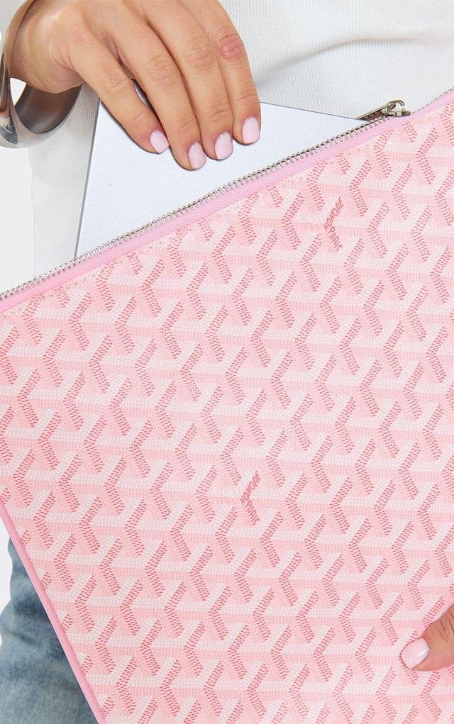 EGO Charge Pattern Logo Detail Laptop Cover In Pink Faux Leather, Women's Size UK 0 - 2