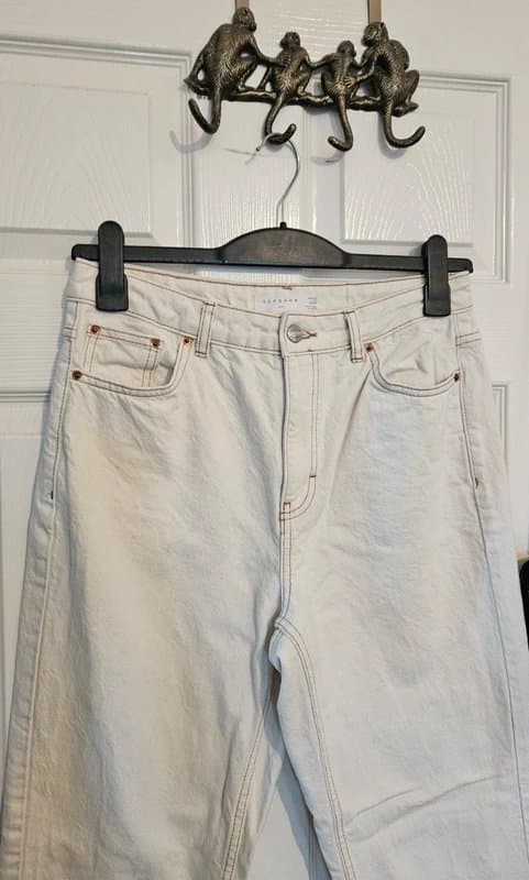 Topshop Topshop Cream Mom Jeans Contrast Stitching