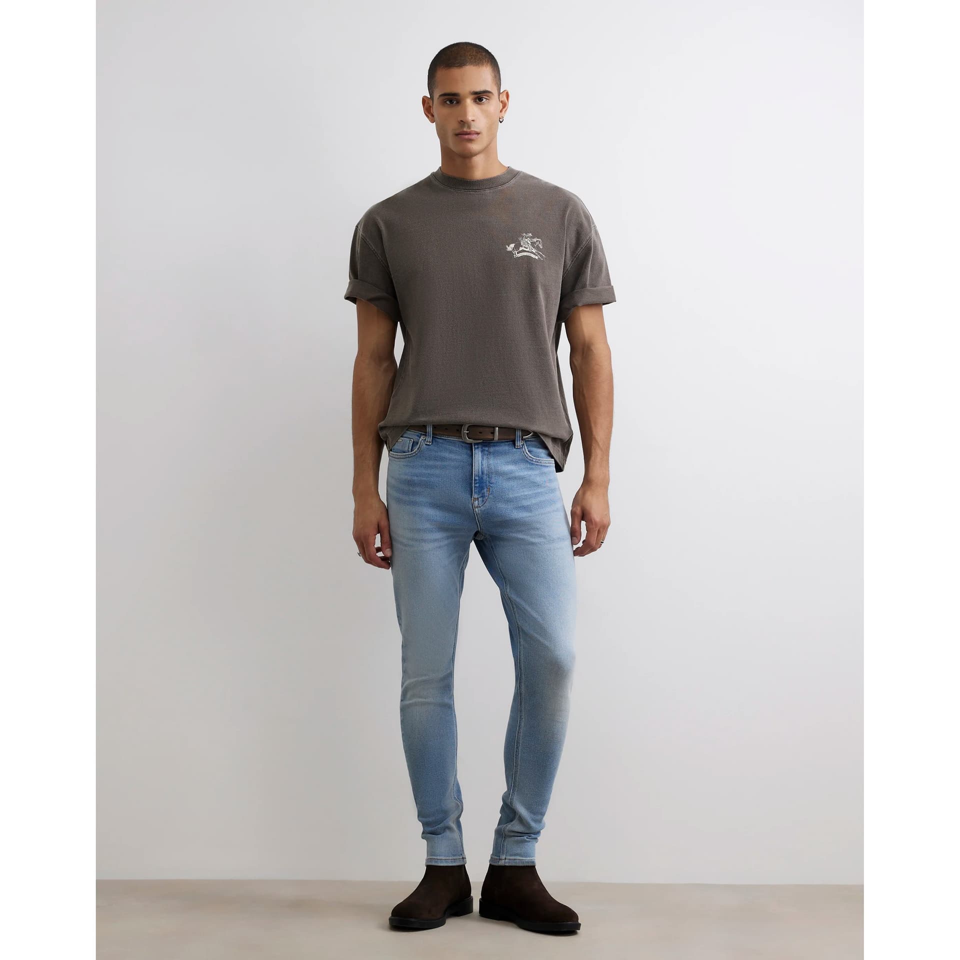 River Island Mens River Island Blue Skinny Fit Washed Spray On Jeans