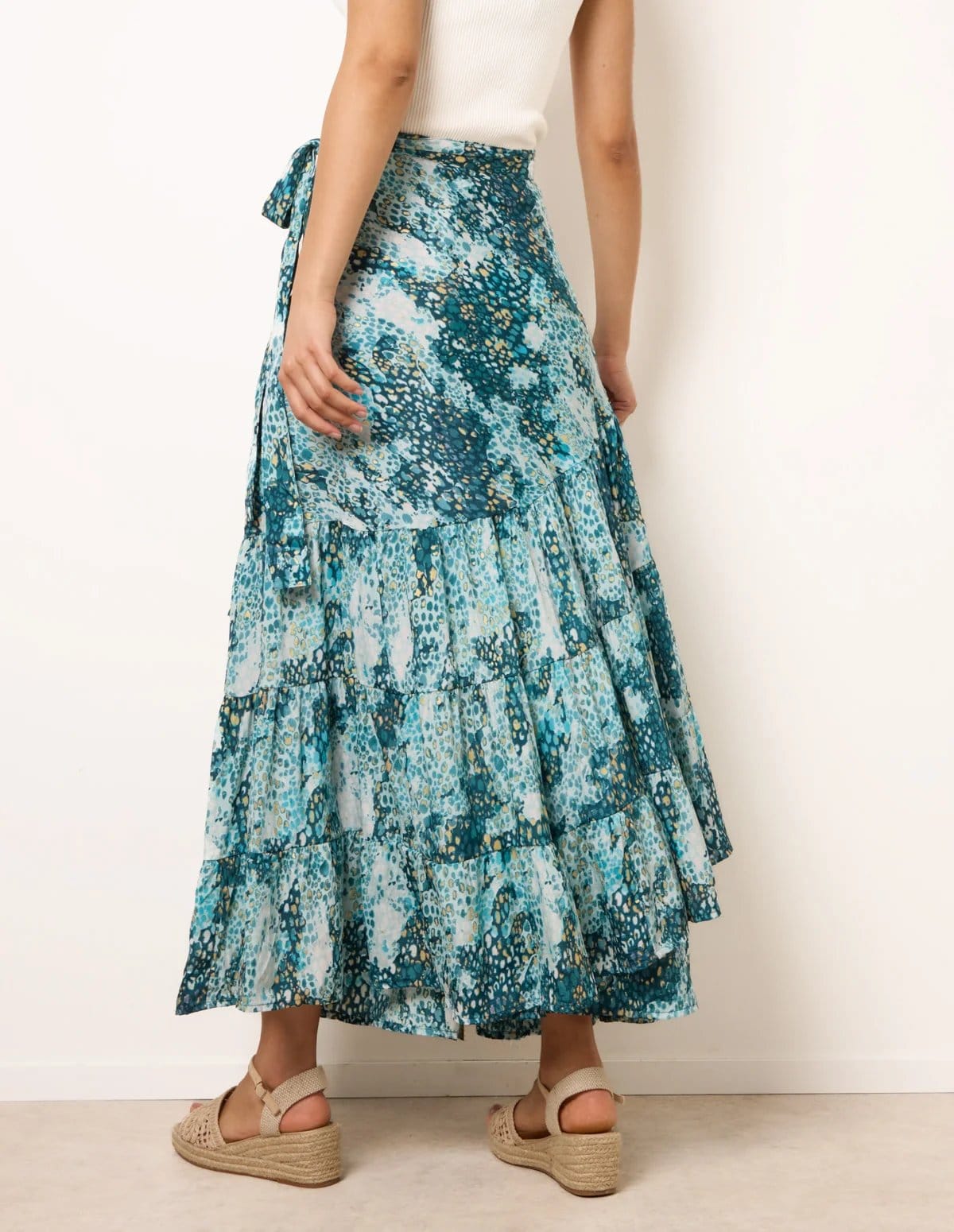 Blue Vanilla Wrap Metallic Tiered Skirt - 4