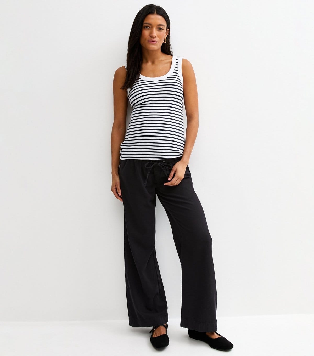 New Look Maternity Black Over Bump Wide Leg Trousers