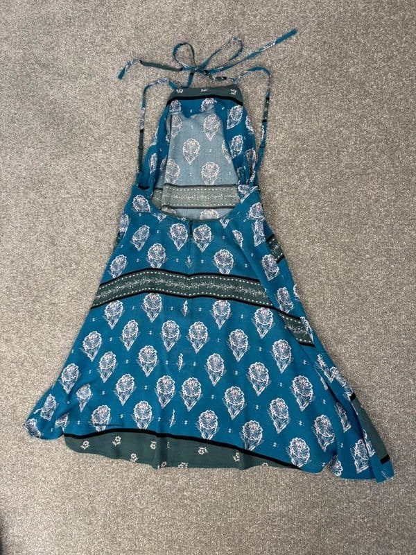 ASOS Blue Printed Halter Neck Mini Dress