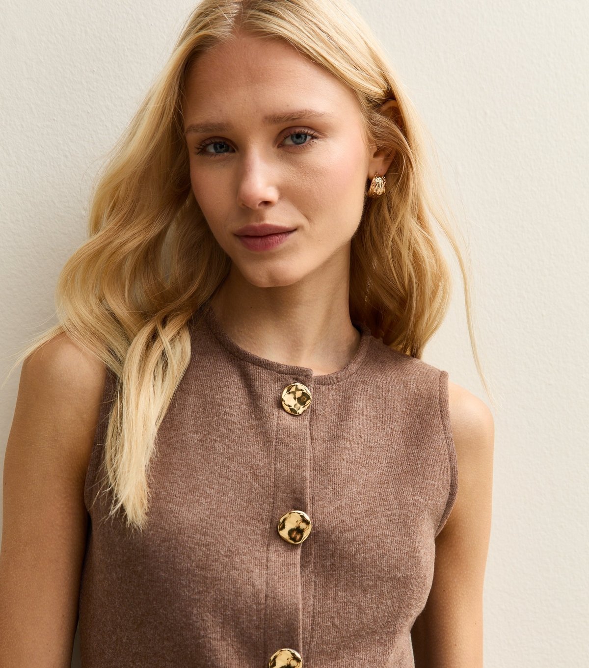 New Look Women's Brown Soft Touch Longline Button Up Waistcoat New Look - 2