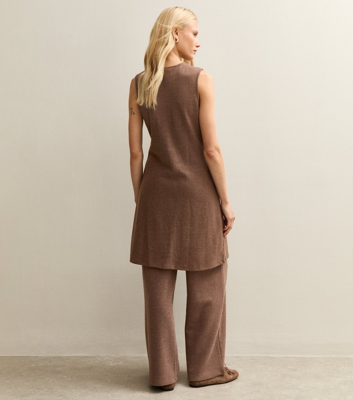 New Look Women's Brown Soft Touch Longline Button Up Waistcoat New Look - 4