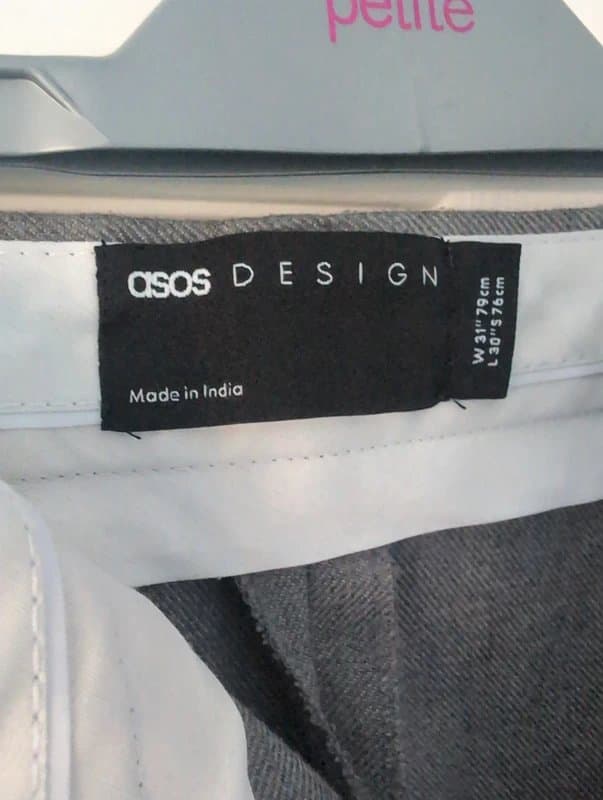 ASOS Design ASOS Design Light Grey Brushed Fabric Tapered Trousers Oversized