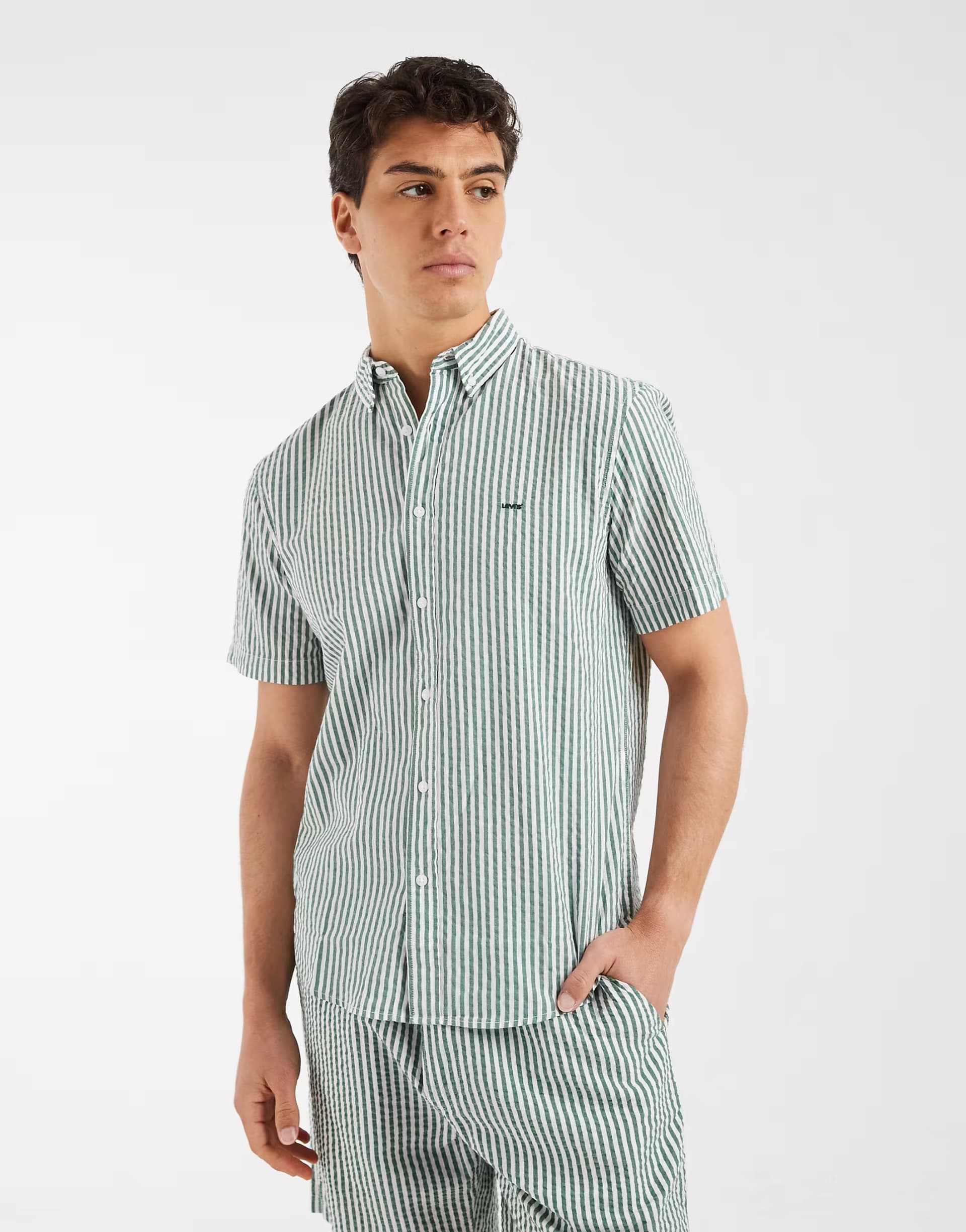 ASOS Levi's authentic short sleeve shirt co-ord in green stripe