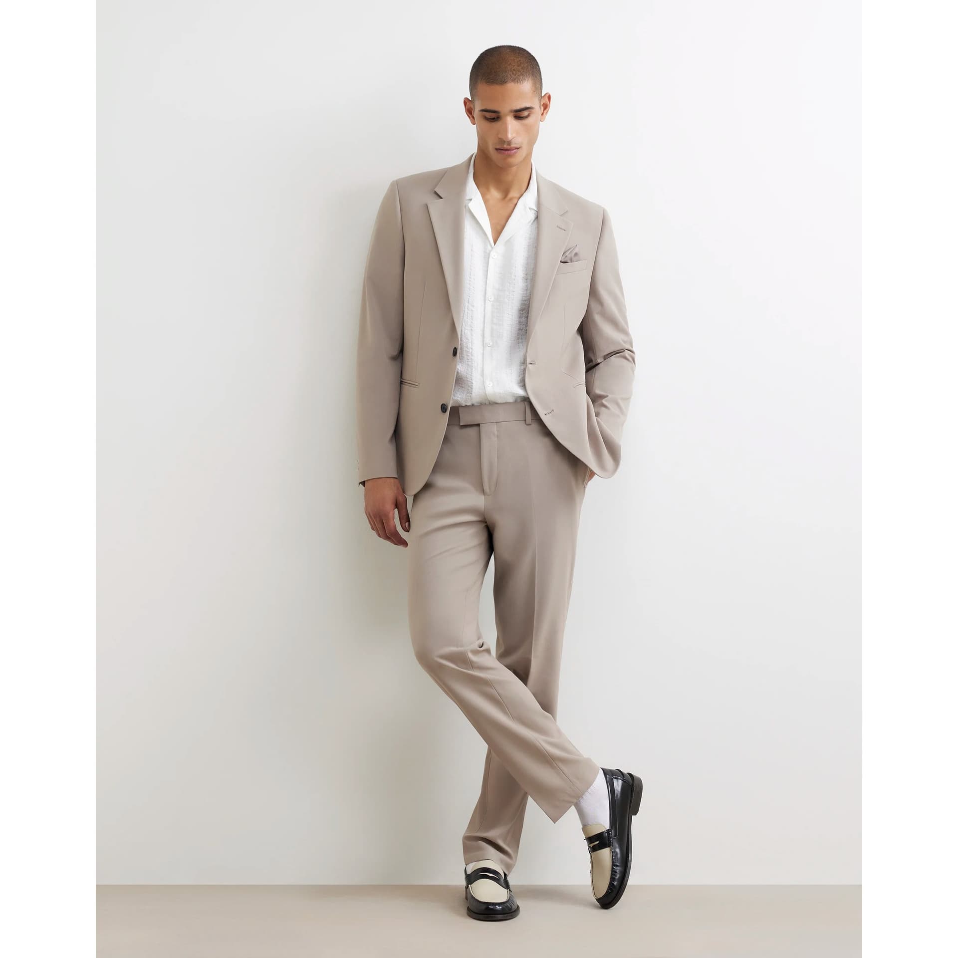 River Island Mens River Island Beige Slim Fit Suit Trousers