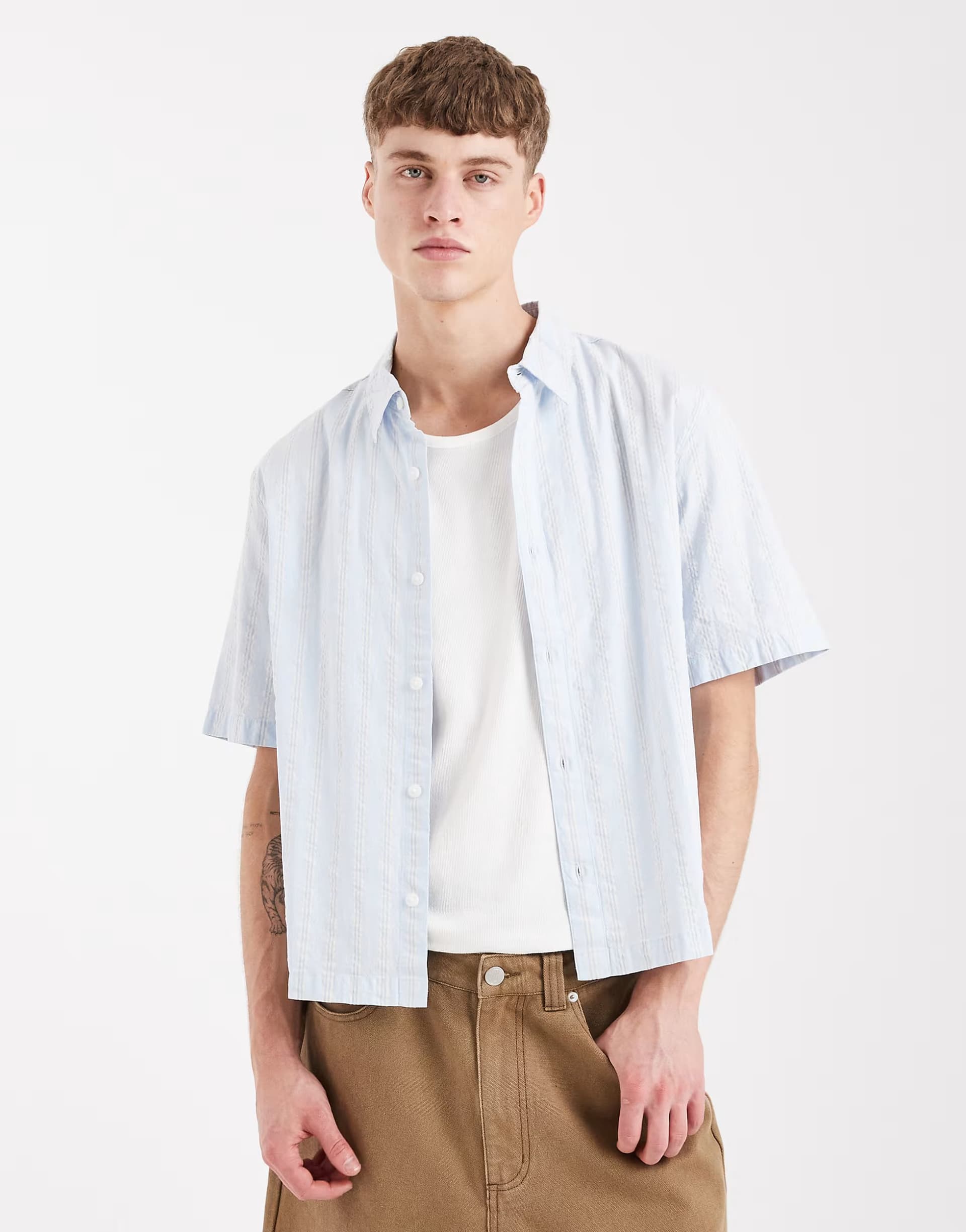 ASOS Levi's Lama short sleeve boxy shirt in blue stripe