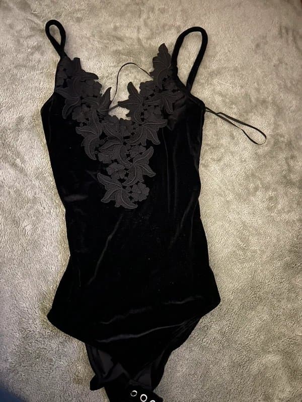 Topshop Top shop Velvet Black Bodysuit