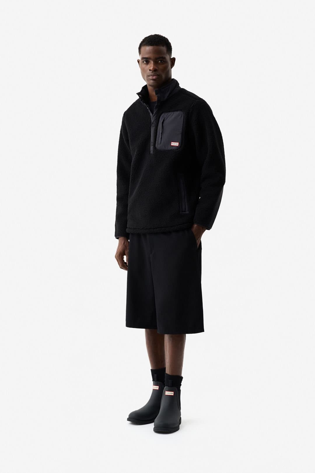 Hunter Hunter Men's Athol Half Zip Borg Fleece Jacket Kambaba in Black