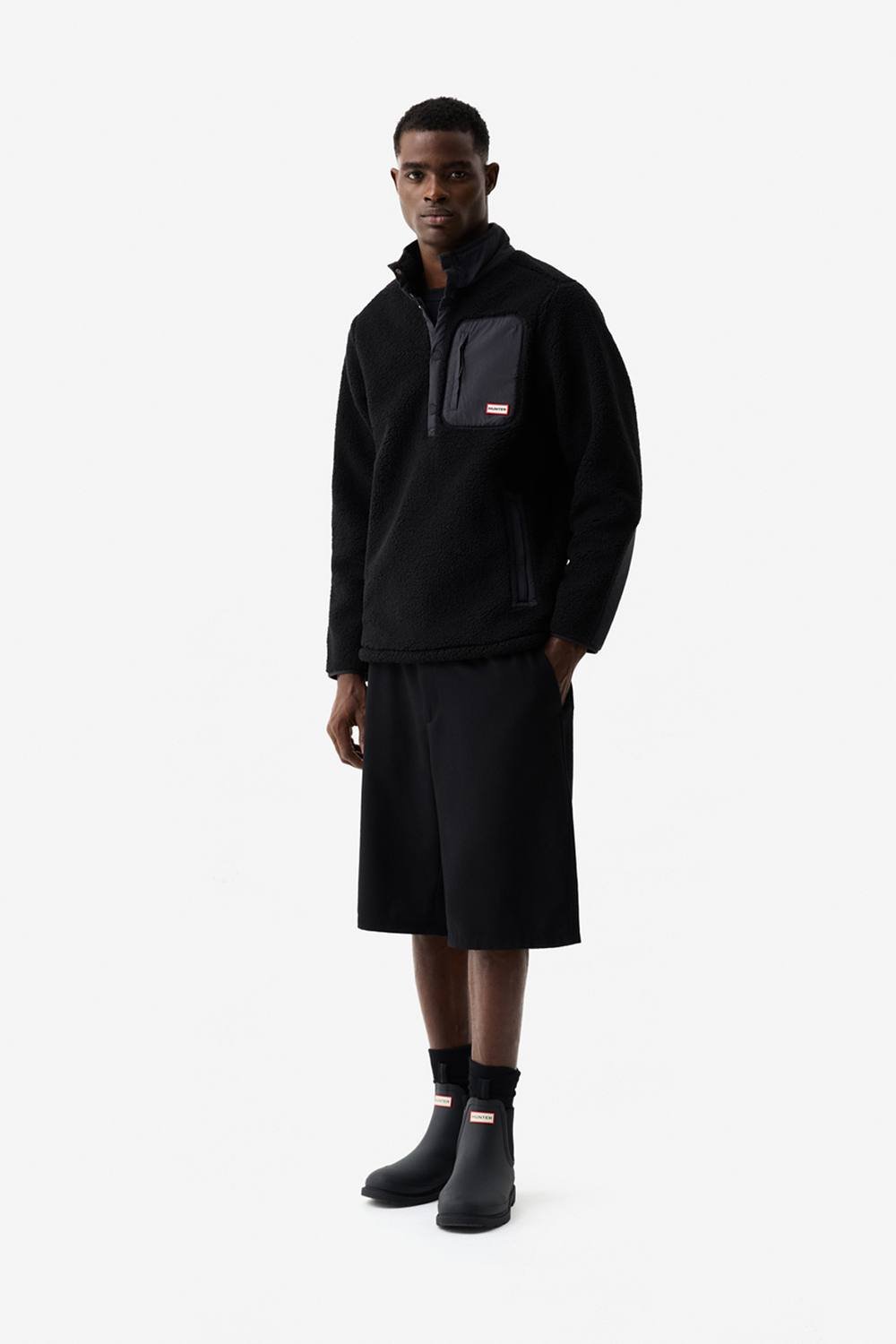 Hunter Hunter Men's Athol Half Zip Borg Fleece Jacket Kambaba in Black - 2