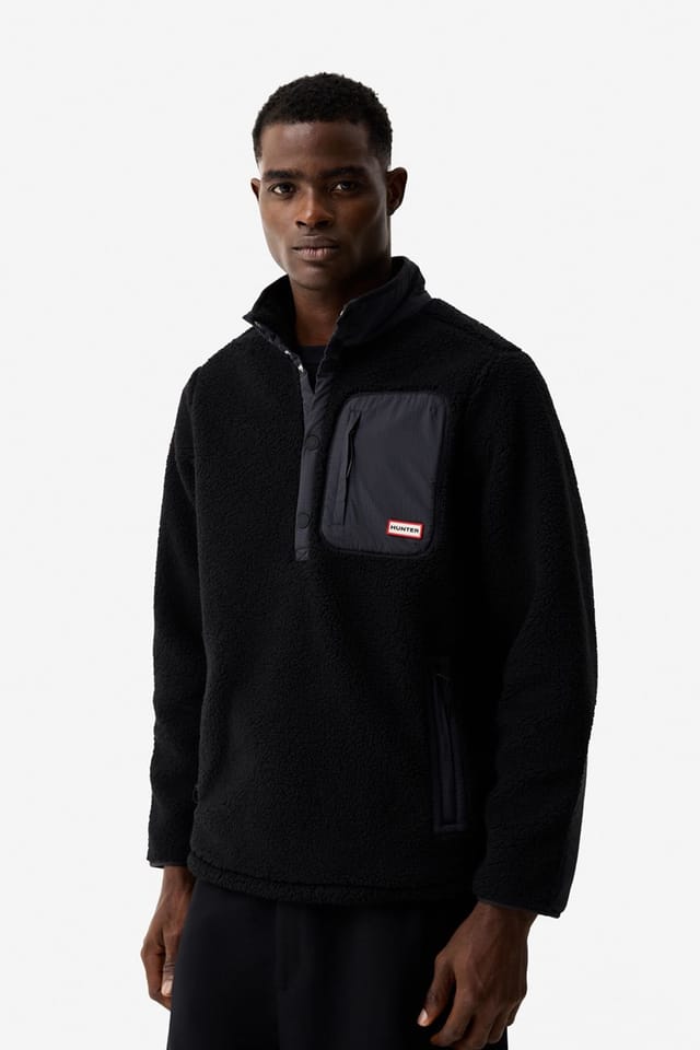 Hunter Hunter Men's Athol Half Zip Borg Fleece Jacket Kambaba in Black - 2