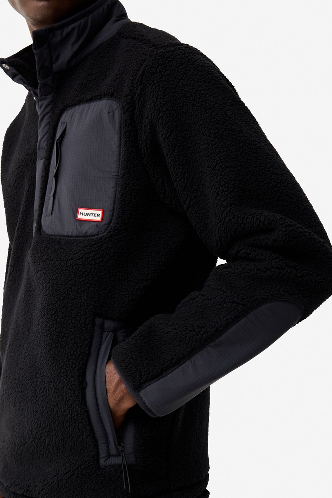 Hunter Hunter Men's Athol Half Zip Borg Fleece Jacket Kambaba in Black - 4