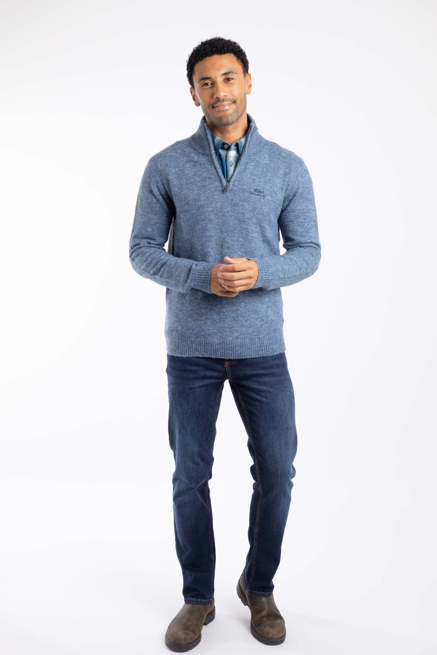 Weird Fish Weird Fish Men's Altwood 1/4 Zip Jumper in Pale Blue - 4