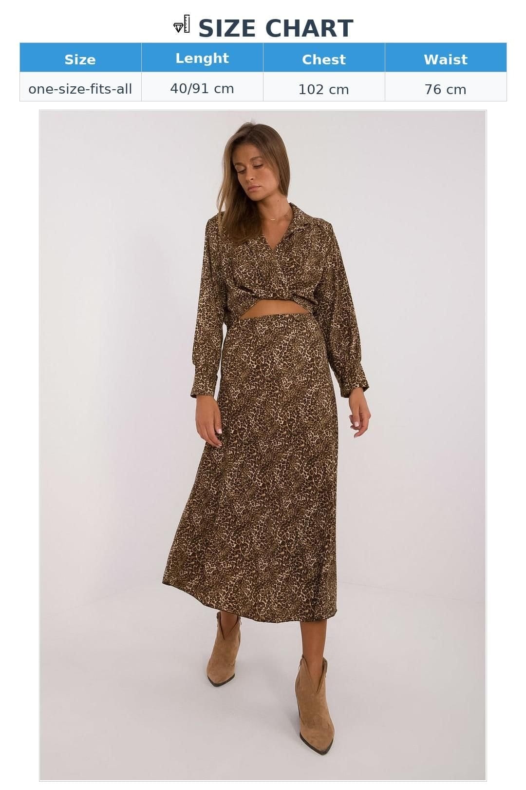 Love Lace Love Lace Women's Animal Motif Blouse & Skirt Set in Brown - 4