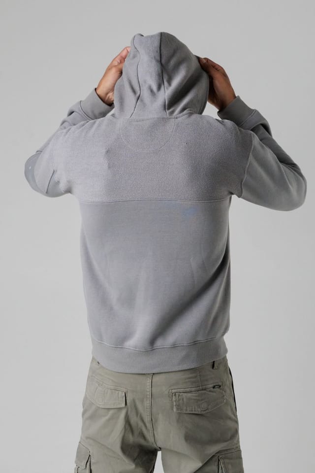 Firetrap Firetrap Men's Regular Fit Cotton Rich Zip Through Hoody with Sleeve Pocket in Dark Grey - 2