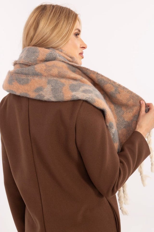 Love Lace Love Lace Women's Elegant Polyester Animal Motif Scarf with Fringe for Cooler Days in Camel - 3